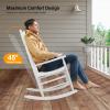 imageVINGLI 2 PCS Wood Rocking Chair Outdoor with 450 lbs Support Patio Rocking Chair Set of 2 Solid Wood High Back Seat Reclining Seat for Deck Garden Backyard Porch Indoor or Outdoor Use WhiteWhite