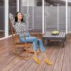 imageVINGLI 2 PCS Wood Rocking Chair Outdoor with 450 lbs Support Patio Rocking Chair Set of 2 Solid Wood High Back Seat Reclining Seat for Deck Garden Backyard Porch Indoor or Outdoor Use WhiteOak
