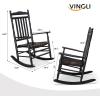 imageVINGLI 2 PCS Wood Rocking Chair Outdoor with 450 lbs Support Patio Rocking Chair Set of 2 Solid Wood High Back Seat Reclining Seat for Deck Garden Backyard Porch Indoor or Outdoor Use WhiteBlack