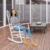 imageVINGLI 2 PCS Wood Rocking Chair Outdoor with 450 lbs Support Patio Rocking Chair Set of 2 Solid Wood High Back Seat Reclining Seat for Deck Garden Backyard Porch Indoor or Outdoor Use WhiteWhite