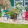 imageVINGLI 2 PCS Wood Rocking Chair Outdoor with 450 lbs Support Patio Rocking Chair Set of 2 Solid Wood High Back Seat Reclining Seat for Deck Garden Backyard Porch Indoor or Outdoor Use WhiteWhite