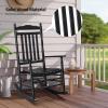 imageVINGLI 2 PCS Wood Rocking Chair Outdoor with 450 lbs Support Patio Rocking Chair Set of 2 Solid Wood High Back Seat Reclining Seat for Deck Garden Backyard Porch Indoor or Outdoor Use WhiteBlack