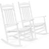 imageVINGLI 2 PCS Wood Rocking Chair Outdoor with 450 lbs Support Patio Rocking Chair Set of 2 Solid Wood High Back Seat Reclining Seat for Deck Garden Backyard Porch Indoor or Outdoor Use WhiteWhite