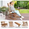 imageVINGLI 2 PCS Wood Rocking Chair Outdoor with 450 lbs Support Patio Rocking Chair Set of 2 Solid Wood High Back Seat Reclining Seat for Deck Garden Backyard Porch Indoor or Outdoor Use WhiteOak
