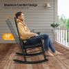 imageVINGLI 2 PCS Wood Rocking Chair Outdoor with 450 lbs Support Patio Rocking Chair Set of 2 Solid Wood High Back Seat Reclining Seat for Deck Garden Backyard Porch Indoor or Outdoor Use WhiteBlack