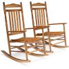 imageVINGLI 2 PCS Wood Rocking Chair Outdoor with 450 lbs Support Patio Rocking Chair Set of 2 Solid Wood High Back Seat Reclining Seat for Deck Garden Backyard Porch Indoor or Outdoor Use WhiteOak