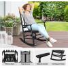imageVINGLI 2 PCS Wood Rocking Chair Outdoor with 450 lbs Support Patio Rocking Chair Set of 2 Solid Wood High Back Seat Reclining Seat for Deck Garden Backyard Porch Indoor or Outdoor Use WhiteBlack