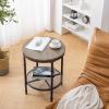 imageVINGLI 20quot Side Table Round End Tables Living Room Industrial Small End Table with Metal Mesh Rustic Farmhouse Side Tables for Bedroom Office Corner Walnut