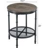 imageVINGLI 20quot Side Table Round End Tables Living Room Industrial Small End Table with Metal Mesh Rustic Farmhouse Side Tables for Bedroom Office Corner Walnut