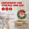 imageVINGLI 24 Inch Prelit Artificial Christmas Wreath for Front Door Christmas Door Wreath Decorations with 50 Lights and 100 PVC Branch Tips Xmas Wreath wBow Pine Cones Ornaments BatteryOperated