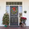 imageVINGLI 24 Inch Prelit Artificial Christmas Wreath for Front Door Christmas Door Wreath Decorations with 50 Lights and 100 PVC Branch Tips Xmas Wreath wBow Pine Cones Ornaments BatteryOperated