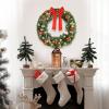 imageVINGLI 24 Inch Prelit Artificial Christmas Wreath for Front Door Christmas Door Wreath Decorations with 50 Lights and 100 PVC Branch Tips Xmas Wreath wBow Pine Cones Ornaments BatteryOperated