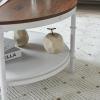imageVINGLI 256quot Rustic Oak White Round Farmhouse Coffee Table 2Tier Storage Wood Center Circle Accent Table for Living Room Bedroom Apartment Studio and Small Spaces Sturdy Metal FrameWoodrustic Oak