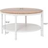 imageVINGLI 256quot Rustic Oak White Round Farmhouse Coffee Table 2Tier Storage Wood Center Circle Accent Table for Living Room Bedroom Apartment Studio and Small Spaces Sturdy Metal FrameNatural Wood