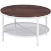 imageVINGLI 256quot Rustic Oak White Round Farmhouse Coffee Table 2Tier Storage Wood Center Circle Accent Table for Living Room Bedroom Apartment Studio and Small Spaces Sturdy Metal FrameMetalrustic Oak