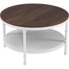 imageVINGLI 256quot Rustic Oak White Round Farmhouse Coffee Table 2Tier Storage Wood Center Circle Accent Table for Living Room Bedroom Apartment Studio and Small Spaces Sturdy Metal FrameWoodrustic Oak