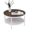 imageVINGLI 256quot Rustic Oak White Round Farmhouse Coffee Table 2Tier Storage Wood Center Circle Accent Table for Living Room Bedroom Apartment Studio and Small Spaces Sturdy Metal FrameWoodrustic Oak