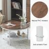 imageVINGLI 256quot Rustic Oak White Round Farmhouse Coffee Table 2Tier Storage Wood Center Circle Accent Table for Living Room Bedroom Apartment Studio and Small Spaces Sturdy Metal FrameWoodrustic Oak