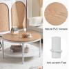 imageVINGLI 256quot Rustic Oak White Round Farmhouse Coffee Table 2Tier Storage Wood Center Circle Accent Table for Living Room Bedroom Apartment Studio and Small Spaces Sturdy Metal FrameNatural Wood