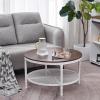 imageVINGLI 256quot Rustic Oak White Round Farmhouse Coffee Table 2Tier Storage Wood Center Circle Accent Table for Living Room Bedroom Apartment Studio and Small Spaces Sturdy Metal FrameMetalrustic Oak