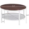 imageVINGLI 256quot Rustic Oak White Round Farmhouse Coffee Table 2Tier Storage Wood Center Circle Accent Table for Living Room Bedroom Apartment Studio and Small Spaces Sturdy Metal FrameMetalrustic Oak