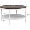 imageVINGLI 256quot Rustic Oak White Round Farmhouse Coffee Table 2Tier Storage Wood Center Circle Accent Table for Living Room Bedroom Apartment Studio and Small Spaces Sturdy Metal FrameWoodrustic Oak