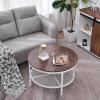 imageVINGLI 256quot Rustic Oak White Round Farmhouse Coffee Table 2Tier Storage Wood Center Circle Accent Table for Living Room Bedroom Apartment Studio and Small Spaces Sturdy Metal FrameMetalrustic Oak