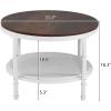 imageVINGLI 256quot Rustic Oak White Round Farmhouse Coffee Table 2Tier Storage Wood Center Circle Accent Table for Living Room Bedroom Apartment Studio and Small Spaces Sturdy Metal FrameWoodrustic Oak