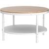 imageVINGLI 256quot Rustic Oak White Round Farmhouse Coffee Table 2Tier Storage Wood Center Circle Accent Table for Living Room Bedroom Apartment Studio and Small Spaces Sturdy Metal FrameNatural Wood