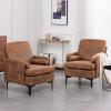 imageVINGLI 25quot W 23quot D Rustic Accent Chairs Set of 2 Comfy Cross Legged Reading Chairs Upholstered Cozy Sofa Armchairs Corner Sitting Chairs Modern Office Chairs for Living Room Bedroom ReceptionMicrofiberrustic