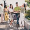 imageVINGLI 32quot Plastic Folding Round Table Bar Height HDPE Matrial with Gray Metal Finish High Top Table for Outdoor Party Cafes Restaurants Backyard Dining Room Wedding Event1 Pack WhiteBlack