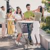 imageVINGLI 32quot Plastic Folding Round Table Bar Height HDPE Matrial with Gray Metal Finish High Top Table for Outdoor Party Cafes Restaurants Backyard Dining Room Wedding Event1 Pack WhiteWhite