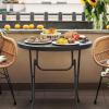 imageVINGLI 32quot Round Folding Commercial Banquet Table Portable Plastic Coffee Card Dining Table for Kitchen or Outdoor Party Wedding Event 1 Pack BrownBlack