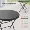 imageVINGLI 32quot Round Folding Commercial Banquet Table Portable Plastic Coffee Card Dining Table for Kitchen or Outdoor Party Wedding Event 1 Pack BrownBlack