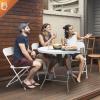 imageVINGLI 32quot Round Folding Commercial Banquet Table Portable Plastic Coffee Card Dining Table for Kitchen or Outdoor Party Wedding Event 1 Pack BrownWhite