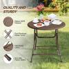 imageVINGLI 32quot Round Folding Commercial Banquet Table Portable Plastic Coffee Card Dining Table for Kitchen or Outdoor Party Wedding Event 1 Pack BrownBrown