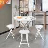 imageVINGLI 32quot Round Folding Commercial Banquet Table Portable Plastic Coffee Card Dining Table for Kitchen or Outdoor Party Wedding Event 1 Pack BrownWhite