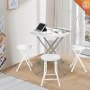 imageVINGLI 32quot Round Folding Commercial Banquet Table Portable Plastic Coffee Card Dining Table for Kitchen or Outdoor Party Wedding Event 1 Pack BrownWhite