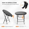 imageVINGLI 32quot Round Folding Commercial Banquet Table Portable Plastic Coffee Card Dining Table for Kitchen or Outdoor Party Wedding Event 1 Pack BrownBlack