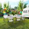 imageVINGLI 34quot Fold in Half Square Table BiFolding Commercial Table Portable Plastic Dining Card Table for Kitchen or Outdoor Party Wedding Event WhiteWhite