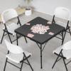 imageVINGLI 34quot Fold in Half Square Table BiFolding Commercial Table Portable Plastic Dining Card Table for Kitchen or Outdoor Party Wedding Event WhiteBlack