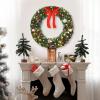 imageVINGLI 36 Inch Christmas Door Wreath Decorations with 100 Lights and 300 PVC Branches Prelit Artificial Christmas Wreath for Front Door Xmas Wreath wBow Pine Cones Ornaments Plugin