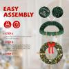 imageVINGLI 36 Inch Christmas Door Wreath Decorations with 100 Lights and 300 PVC Branches Prelit Artificial Christmas Wreath for Front Door Xmas Wreath wBow Pine Cones Ornaments Plugin