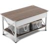 imageVINGLI 36quot Lift Top Coffee Table with Free Cloth Storage Bins White Walnut Framhouse Coffee Tables for Living Room Small Modern Coffee Table for Small Space in Minimalistic Style Dark WalnutWhite
