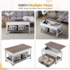 imageVINGLI 36quot Lift Top Coffee Table with Free Cloth Storage Bins White Walnut Framhouse Coffee Tables for Living Room Small Modern Coffee Table for Small Space in Minimalistic Style Dark WalnutWhite
