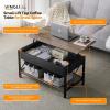 imageVINGLI 36quot Lift Top Coffee Table with Free Cloth Storage Bins White Walnut Framhouse Coffee Tables for Living Room Small Modern Coffee Table for Small Space in Minimalistic Style Dark WalnutRustic Greyblack