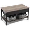imageVINGLI 36quot Lift Top Coffee Table with Free Cloth Storage Bins White Walnut Framhouse Coffee Tables for Living Room Small Modern Coffee Table for Small Space in Minimalistic Style Dark WalnutRustic Greyblack