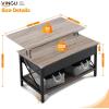 imageVINGLI 36quot Lift Top Coffee Table with Free Cloth Storage Bins White Walnut Framhouse Coffee Tables for Living Room Small Modern Coffee Table for Small Space in Minimalistic Style Dark WalnutRustic Greyblack