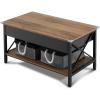 imageVINGLI 36quot Lift Top Coffee Table with Free Cloth Storage Bins White Walnut Framhouse Coffee Tables for Living Room Small Modern Coffee Table for Small Space in Minimalistic Style Dark WalnutRustic Brownblack
