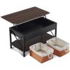 imageVINGLI 36quot Lift Top Coffee Table with Free Cloth Storage Bins White Walnut Framhouse Coffee Tables for Living Room Small Modern Coffee Table for Small Space in Minimalistic Style Dark WalnutRustic Espressoblack